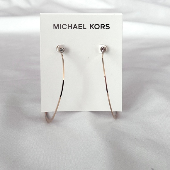 Michael Kors Rose Gold Hoop Earrings with Minimalist Design - Picture 1 of 2